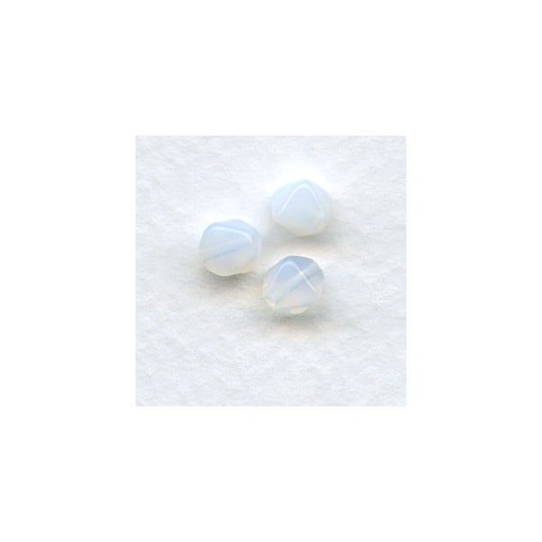 ^White Opal Square Bicone Glass Beads 6x6mm (24)