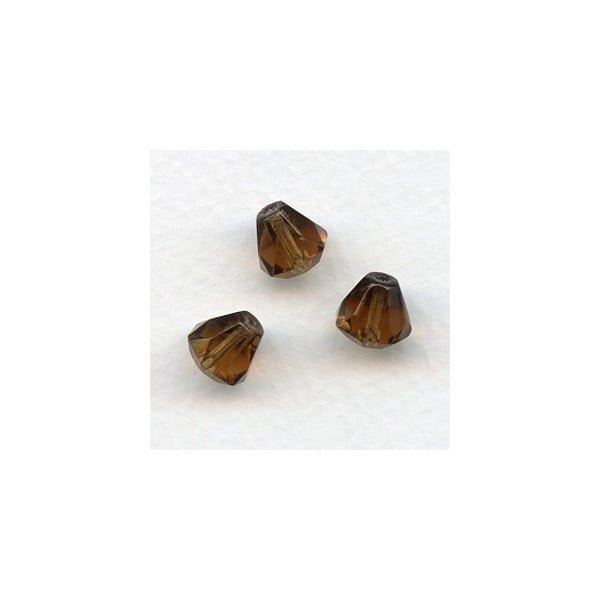 ^Smoked Topaz Bell Shape Faceted Glass Beads 9x8mm
