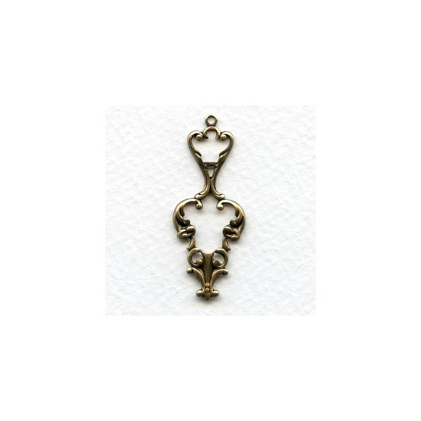 Ornate Openwork 44mm Pendant Drops Oxidized Brass (6)
