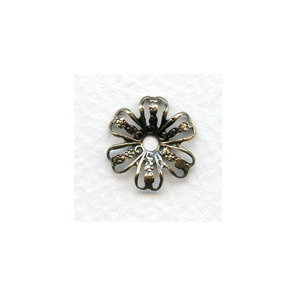 Flower Shape Bead Cap Spacer Filigree Oxidized Brass (12)
