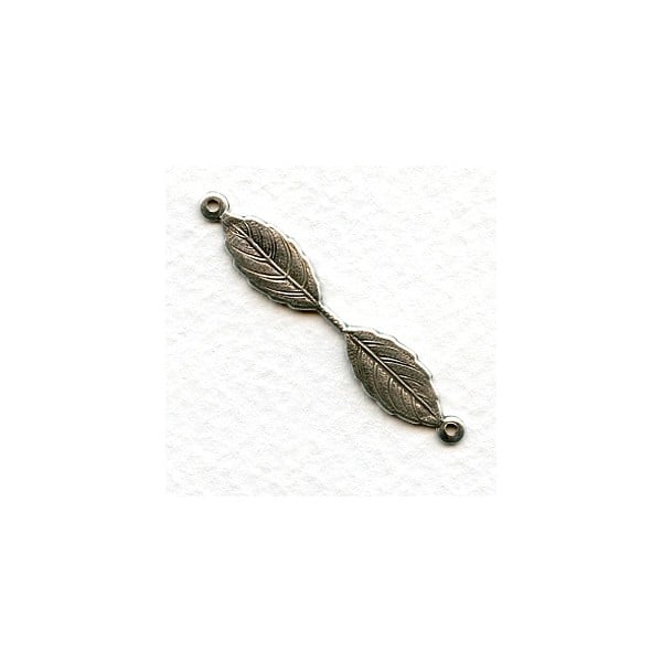 Double Leaf Fold Over Bail with Loops Oxidized Silver (6)
