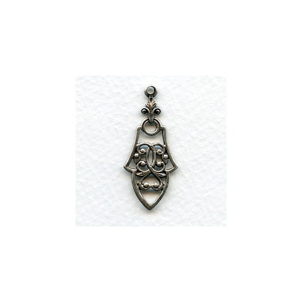 Pendant Drops Gothic Details Oxidized Silver 36mm (12)