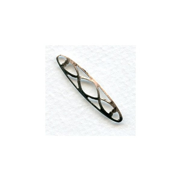 Oval Grill Oxidized Silver Connectors 33mm (12)