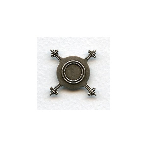 Flat Turtle Setting 16mm Base Oxidized Silver (12)