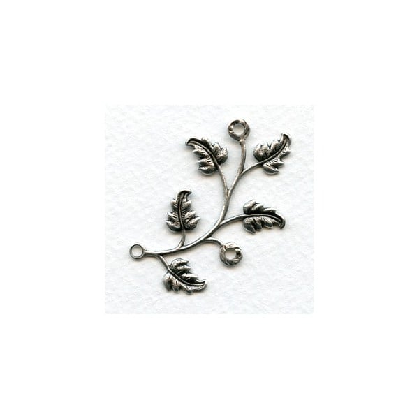 Leaf Spray Connectors Oxidized Silver (2)