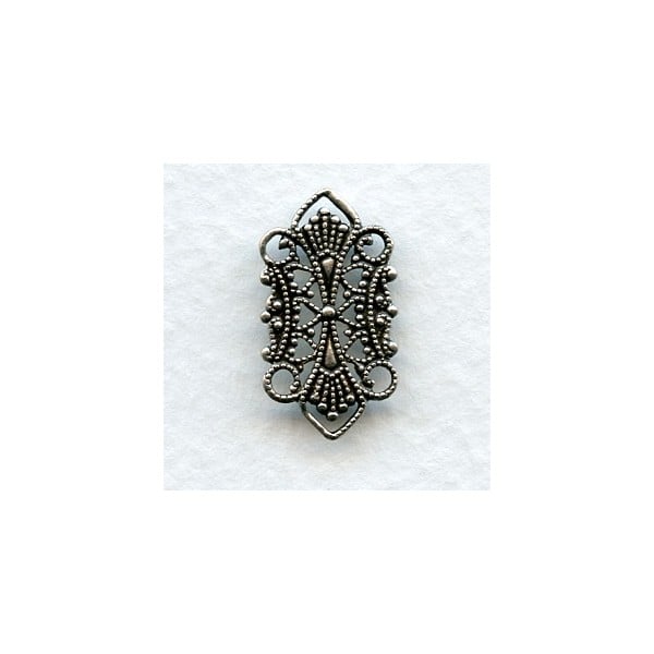 Four Loop Filigree Connectors Oxidized Silver (12)