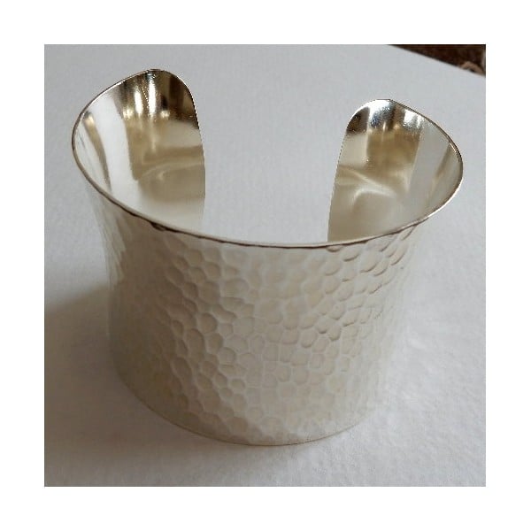 Hammered Concave Bright Silver 49mm Cuff (1)