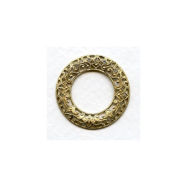 Filigree Domed Open Circles Raw Brass 28mm (3)
