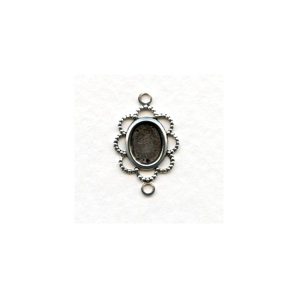 Filigree 8x6mm Setting Connectors Oxidized Silver (12)