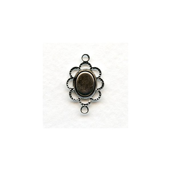 Filigree 8x6mm Setting Connectors Oxidized Silver (12) - Image 2