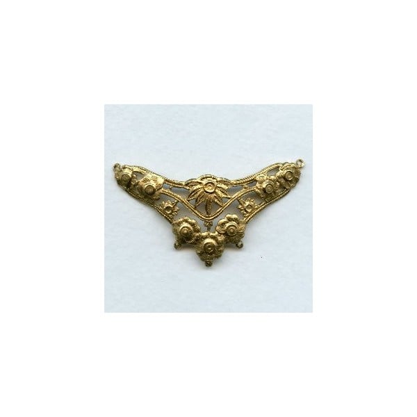 Floral Necklace Connector Raw Brass 52mm