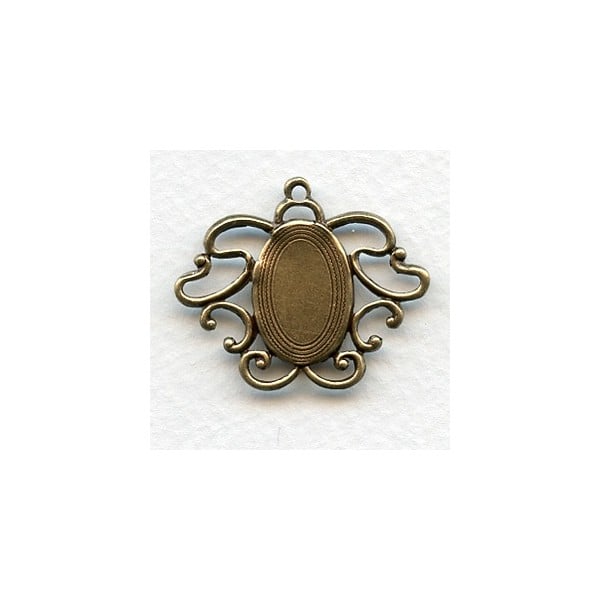 Art Nouveau Style Setting Base Pendant Oxidized Brass (1)