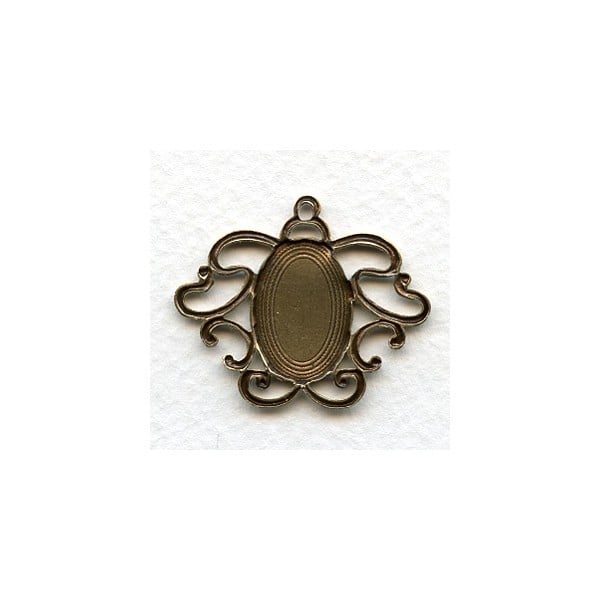 Art Nouveau Style Setting Base Pendant Oxidized Brass (1) - Image 2