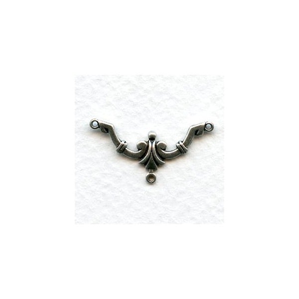 Three Loop Deco Style Connectors Oxidized Silver (6)