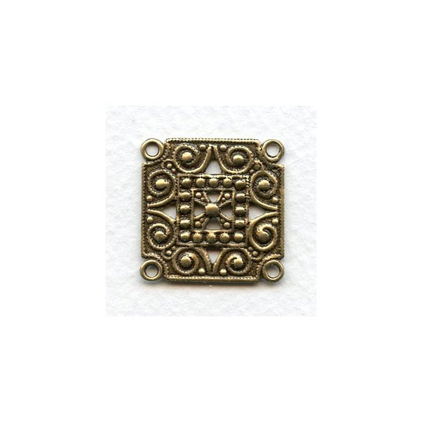 Four Loop Connectors or Bracelet Links Oxidized Brass (6)