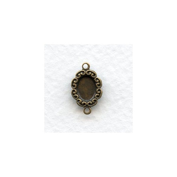 Setting Connector Ruffled Edge 7x5mm Oxidized Brass (12)