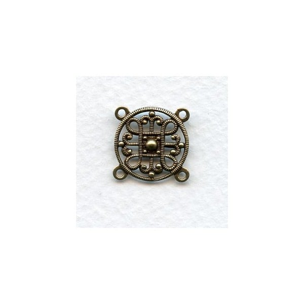 Filigree Four Loop 15mm Connectors Oxidized Brass (2)