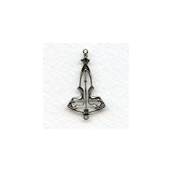 Art Deco Style Elegant Connectors Oxidized Silver (2)