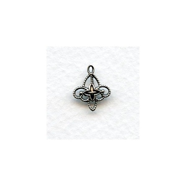 Filigree Connector Drops Oxidized Silver (12)
