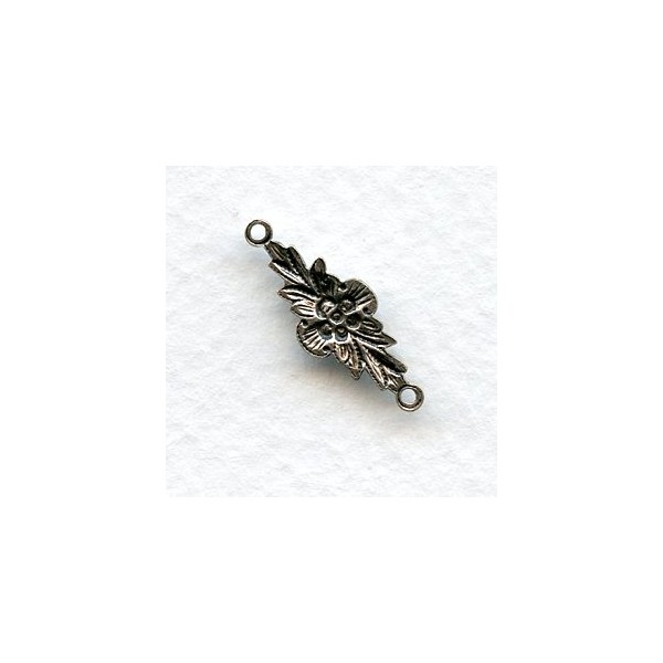 Connectors Floral Details 2 Loops Oxidized Silver (6) - Image 2