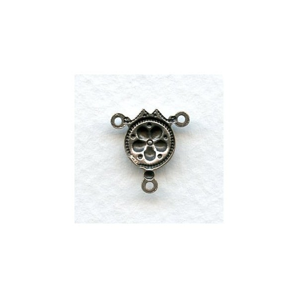 Fancy Three Loop Connectors 14mm Oxidized Silver (6) - Image 2