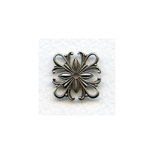 Square Filigree Connectors 19mm Oxidized Silver (6)