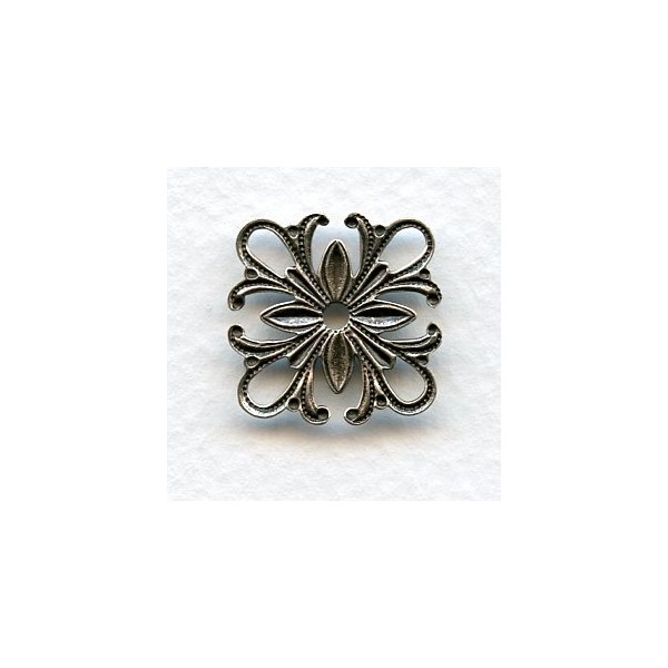 Square Filigree Connectors 19mm Oxidized Silver (6) - Image 2
