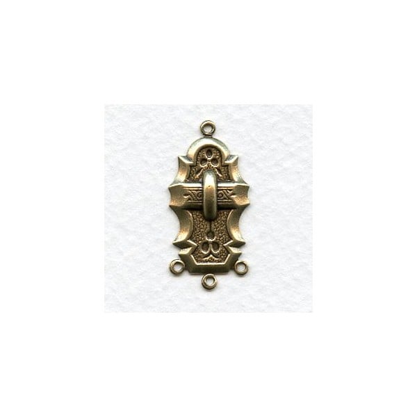 Dramatic Deco Style Connector Oxidized Brass (6)