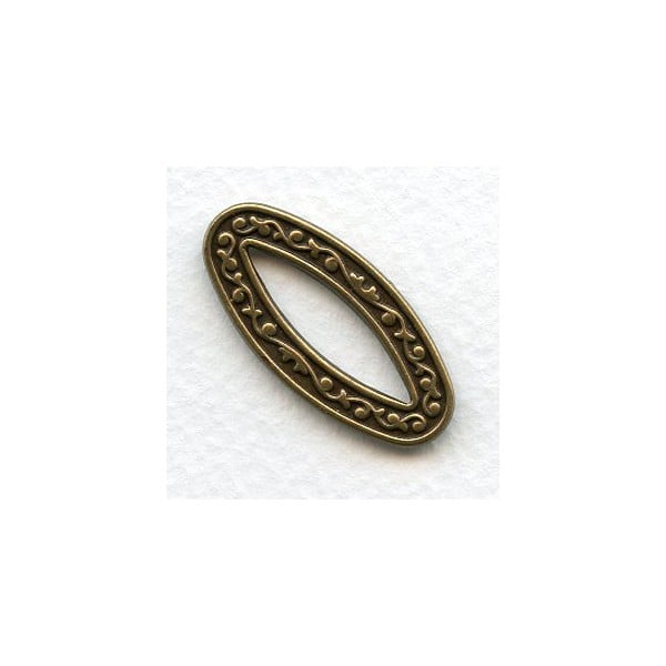 Oval Dramatic Connectors 32mm Oxidized Brass (3)