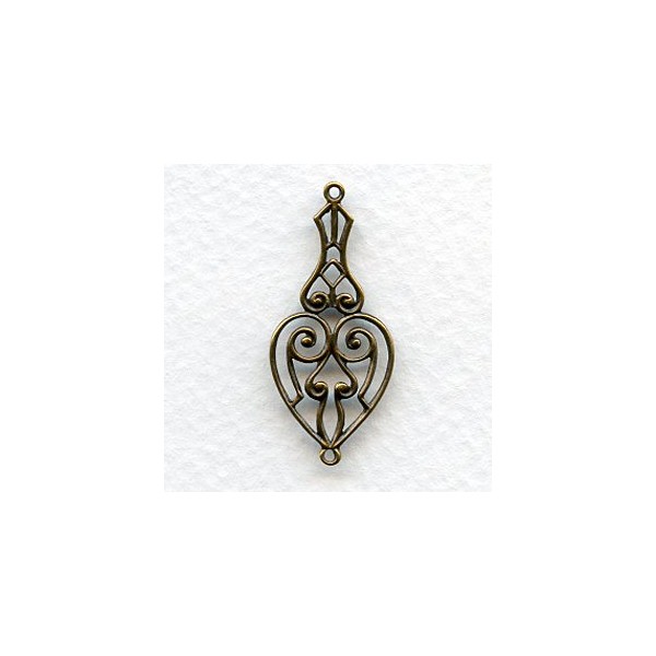 Heart Shape Openwork Connectors Oxidized Brass (6)