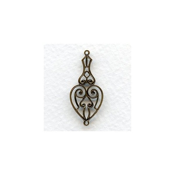 Heart Shape Openwork Connectors Oxidized Brass (6) - Image 2