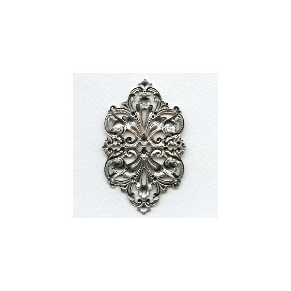 Large Oval Openwork Stamping Oxidized Silver (1) - Image 3