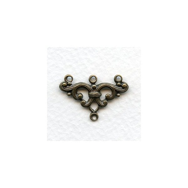 Openwork Connectors for 3 Strands Oxidized Brass (6)