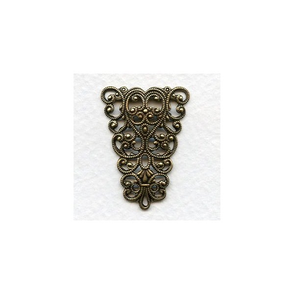 Splendid German Made Filigree Triangle Connector Oxidized Brass (1)
