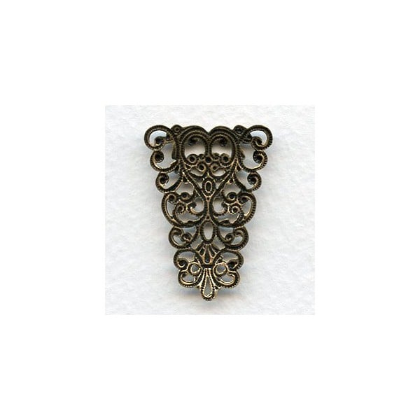 Splendid German Made Filigree Triangle Connector Oxidized Brass (1) - Image 2