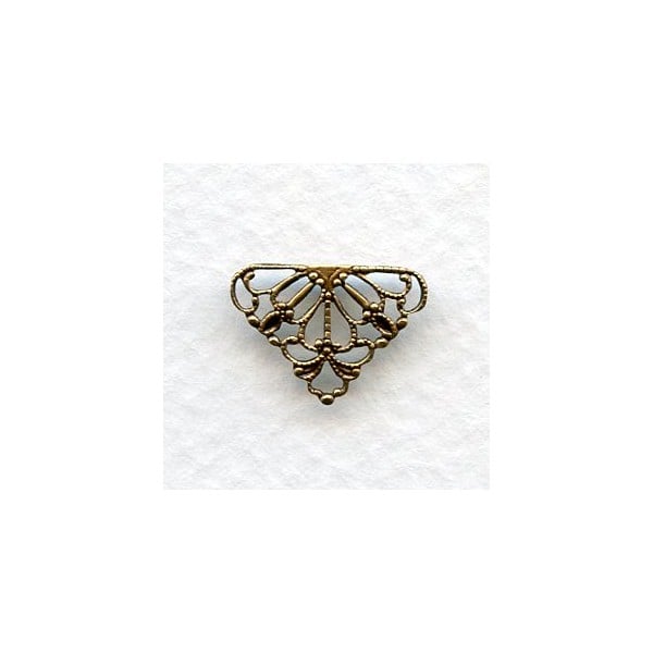 Tiny Filigree Connector 10mm Triangle Oxidized Brass (12)