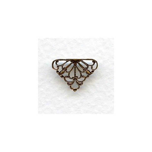 Tiny Filigree Connector 10mm Triangle Oxidized Brass (12) - Image 2