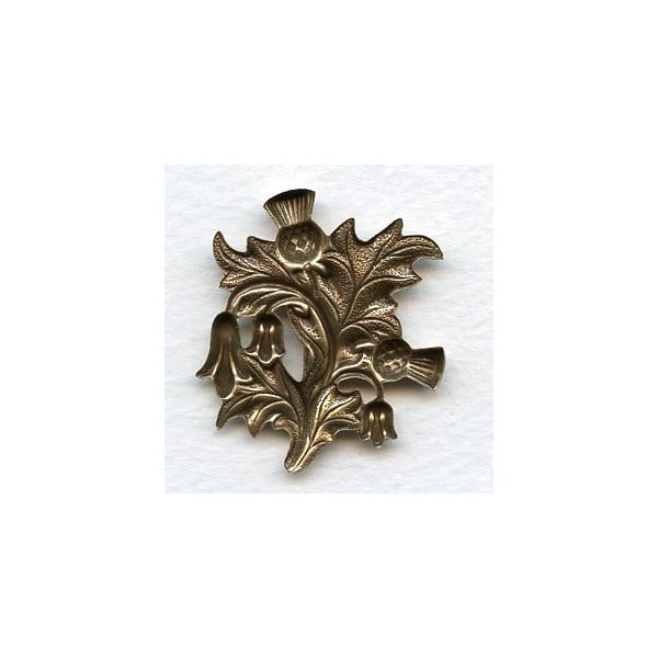 Thistle Flower Scottish Emblem Oxidized Brass 37mm (1) - Image 2