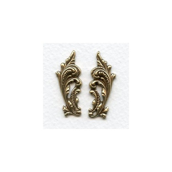 Ornate Leaves 33mm Flourishes Oxidized Brass (1 set)
