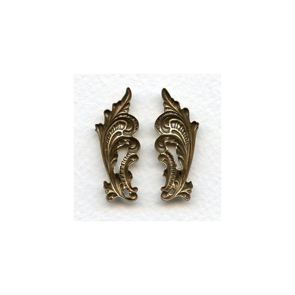 Ornate Leaves 33mm Flourishes Oxidized Brass (1 set) - Image 2
