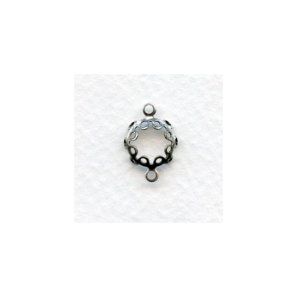 Setting Frame Connectors for 8mm Faceted Stones Oxidized Silver (12) - Image 2