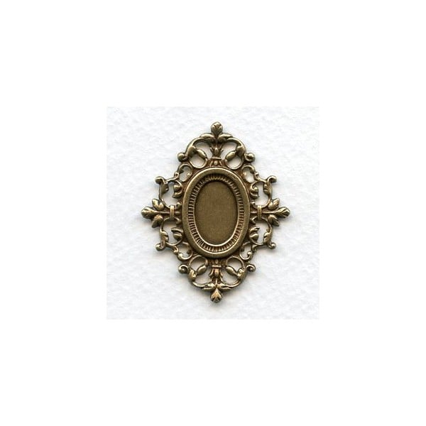 Ornate Filigree Setting 13x9mm Oxidized Brass (1)