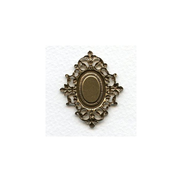 Ornate Filigree Setting 13x9mm Oxidized Brass (1) - Image 2