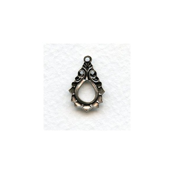 Gothic Detail Oxidized Silver Pendant Drops 19mm (6) - Image 2