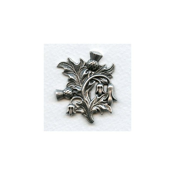 Thistle Flower Scottish Emblem Oxidized Silver 37mm (1)