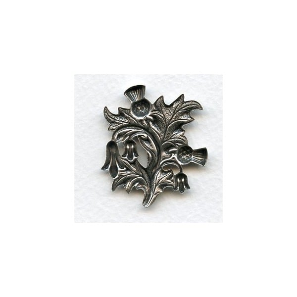 Thistle Flower Scottish Emblem Oxidized Silver 37mm (1) - Image 2