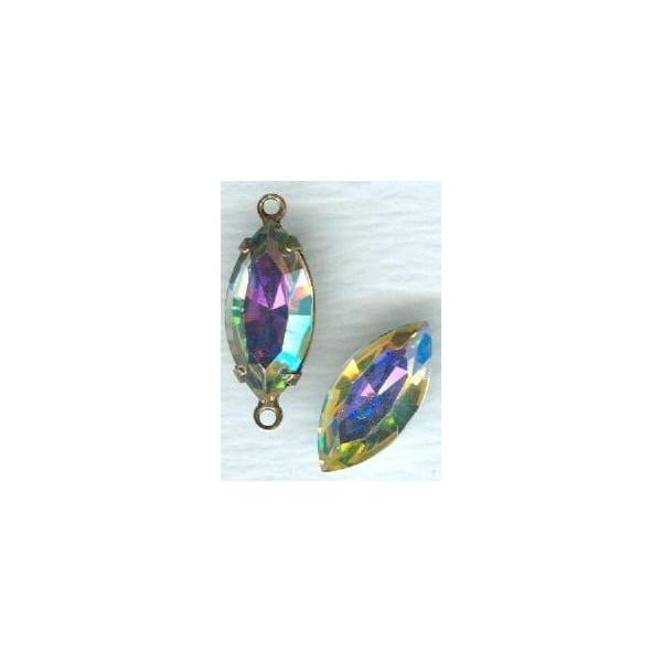 Navette Crystal AB Foiled Rhinestones 15x7mm (2) - Image 2