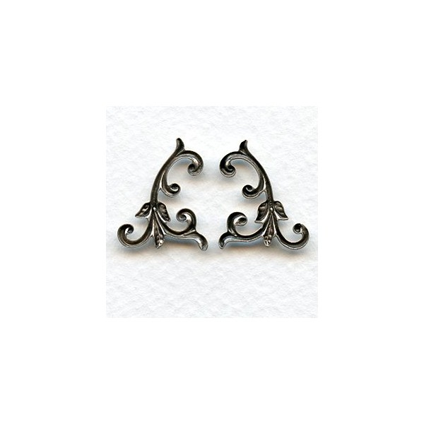 Leafy Sprigs Right and Left Flourishes Oxidized Silver (1 set) - Image 3