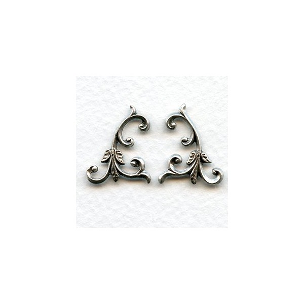 Leafy Sprigs Right and Left Flourishes Oxidized Silver (1 set) - Image 2