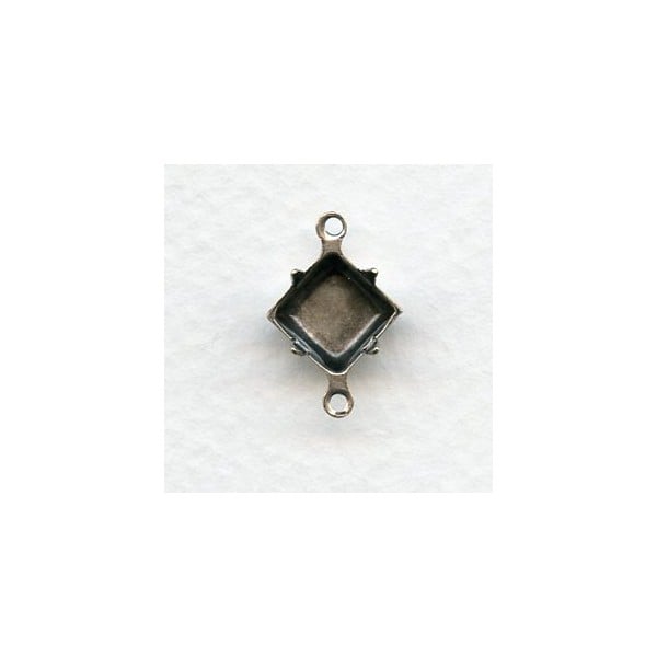 Square 8x8mm Setting Connectors Oxidized Silver (12)
